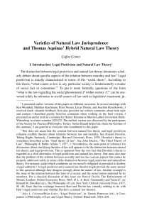 Varieties of Natural Law Jurisprudence and Thomas Aquinas’ Hybrid Natural Law Theory