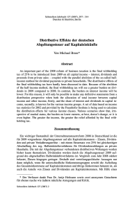 Distributive Effekte der deutschen Abgeltungssteuer auf Kapitaleinkünfte