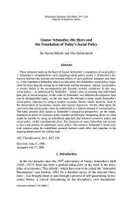 Gustav Schmoller, His Heirs and the Foundation of Today's Social Policy