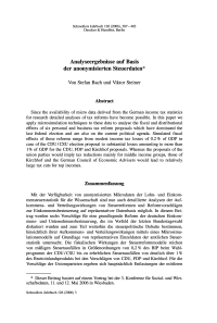 Analyseergebnisse auf Basis der anonymisierten Steuerdaten