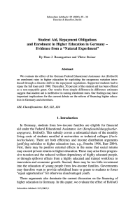 Student Aid, Repayment Obligations and Enrolment in Higher Education in Germany - Evidence from a "Natural Experiment"