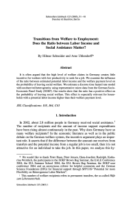 Transitions from Welfare to Employment: Does the Ratio between Labor Income and Social Assistance Matter?