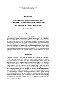Which Variety of Measure and Test are Best to Assess the 'Varieties of Capitalism' Framework?