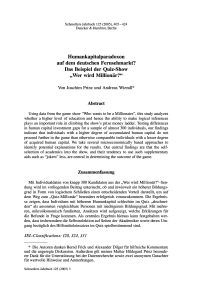 Humankapitalparadoxon auf dem deutschen Fernsehmarkt? Das Beispiel der Quiz-Show "Wer wird Millionär?"