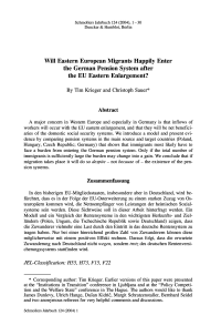 Will Eastern European Migrants Happily Enter the German Pension System after the EU Eastern Enlargement?