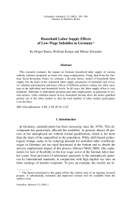 Household Labor Supply Effects of Low-Wage Subsidies in Germany