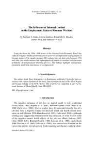 The Influence of Internal Control on the Employment Status of German Workers