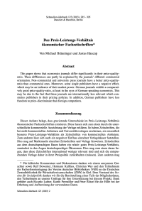 Das Preis-Leistungs-Verhältnis ökonomischer Fachzeitschriften