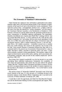 Introduction – The Economics of Mandated Codetermination