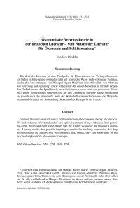 Ökonomische Vertragstheorie in der deutschen Literatur – vom Nutzen der Literatur für Ökonomie und Politikberatung