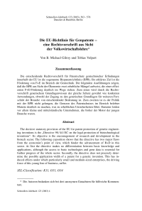 Die EU-Richtlinie für Genpatente – eine Rechtsvorschrift aus Sicht der Volkswirtschaftslehre