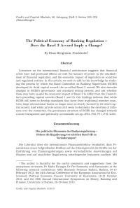 The Political Economy of Banking Regulation – Does the Basel 3 Accord Imply a Change?