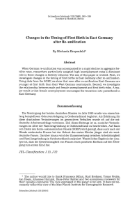 Changes in the Timing of First Birth in East Germany after Re-unification