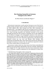 Has Earnings Inequality in Germany Changed in the 1980’s?