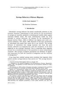 Savings Behavior of Return Migrants