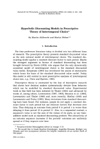 Hyperbolic Discounting Models in Prescriptive Theory of Intertemporal Choice