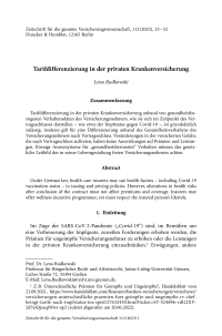Tarifdifferenzierung in der privaten Krankenversicherung