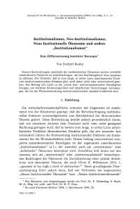 Institutionalismus, Neo-Institutionalismus, Neue Institutionelle Ökonomie und andere „Institutionalismen“