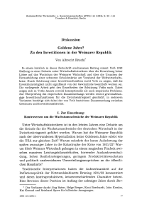 Goldene Jahre? Zu den Investitionen in der Weimarer Republik