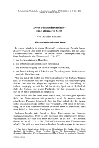 „Neue Finanzwissenschaft“. Eine alternative Sicht