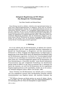 Delegierte Regulierung auf EG-Ebene: Das Beispiel der Versicherungen