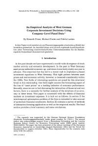 An Empirical Analysis of West German Corporate Investment Decisions Using Company-Level Panel Data