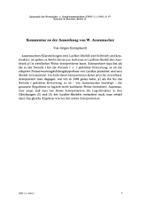 Kommentar zu der Anmerkung von W. Assenmacher