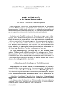Exakte Wohlfahrtsmaße in der Nutzen-Kosten-Analyse