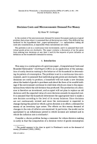 Decision Costs and Microeconomic Demand For Money
