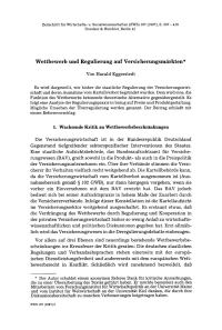 Wettbewerb und Regulierung auf Versicherungsmärkten