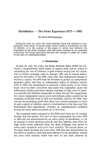 Disinflation — The Swiss Experience 1973 — 1983