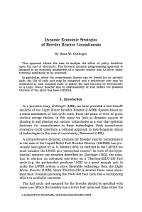 Dynamic Economic Strategies of Breeder Reactor Commitments