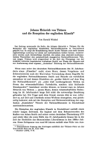 Johann Heinrich von Thünen und die Rezeption der englischen Klassik