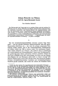 Johann Heinrich von Thünen und die Agrarökonomie heute