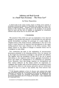 Inflation and Real Growth in a Small Open Economy — The Swiss Case