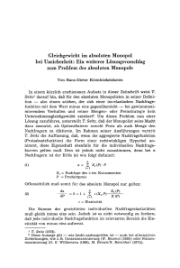 Gleichgewicht im absoluten Monopol bei Unsicherheit: Ein weiterer Lösungsvorschlag zum Problem des absoluten Monopols