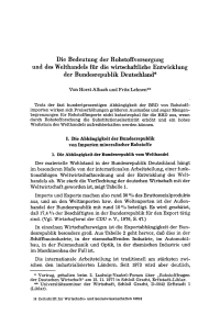 Die Bedeutung der Rohstoffversorgung und des Welthandels für die wirtschaftliche Entwicklung der Bundesrepublik Deutschland