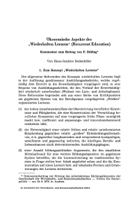 Ökonomische Aspekte des „Wiederholten Lernens“ (Recurrent Education). Kommentar zum Beitrag von F. Edding