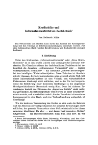 Kreditrisiko und Informationsaktivität im Bankbetrieb