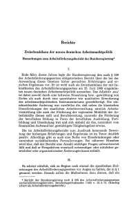 Zwischenbilanz der neuen deutschen Arbeitsmarktpolitik Bemerkungen zum Arbeitsförderungsbericht der Bundesregierung