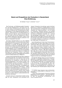 Stand und Perspektiven der Evaluation in Deutschland Eine Einführung