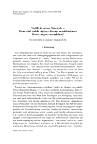 Stabilität versus Aktualität – Wann sind stabile Agency-Ratings marktbasierten Bewertungen vorzuziehen?