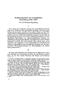 Reichsbankpolitik und wirtschaftliche Entwicklung 1924-1931