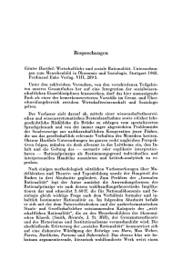 Günter Hartfiel: Wirtschaftliche und soziale Rationalität. Untersuchungen zum Menschenbild in Ökonomie und Soziologie