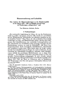 Binnenwanderung und Lohnhöhe. Eine Analyse der Binnenwanderungen in der Bundesrepublik in den Jahren 1957—-1967 im Hinblick auf die Frage ob Wanderungen „lohngerichtet‘“ sind
