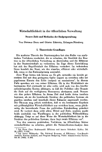 Wirtschaftlichkeit in der öffentlichen Verwaltung. Neuere Ziele und Methoden der Budgetgestaltung