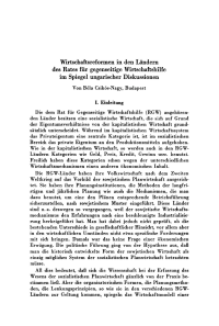 Wirtschaftsreformen in den Ländern des Rates für gegenseitige Wirtschaftshilfe im Spiegel ungarischer Diskussionen