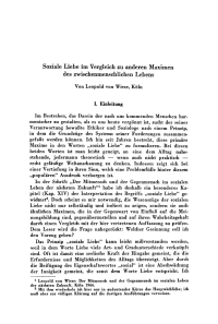 Soziale Liebe im Vergleich zu anderen Maximen des zwischenmenschlichen Lebens