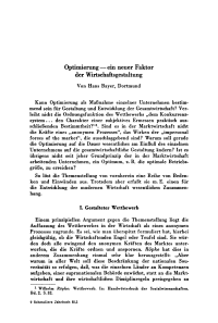 Optimierung — ein neuer Faktor der Wirtschaftsgestaltung