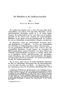 Die Marktlehre in der Landbauwissenschaft